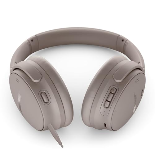 Image of Bose QuietComfort Headphones - Wireless Bluetooth Headphones, Active Over Ear Noise Cancelling and Mic, Deep Bass Bundle + Desktop Headphone Stand + Green Extreme Dual Wall Charger (Sandstone)