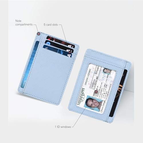 Travel Friendly Leather Wallet | For Him And Her | Credit Card Holder | Blue Compact Wallet | 1 ID Slot | RFID Protected2
