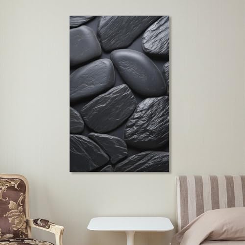 Toile murale imprimée pierre noire pour valoriser un mur vide