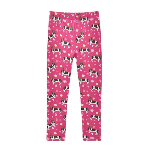 Girls Leggings Leaf Flowers and Basset Hound Dogs Toddler Girls Clothes Leggings for Girls Toddler Girls Leggings 3-4T