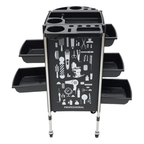Carrello per Parrucchiere – Carrello portaoggetti con Ruote per Spa con 5 cassetti per Strumenti di Bellezza – Attrezzatura per la colorazione dei Capelli per Barbiere su Ruote – Design prat
