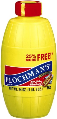Plochman's Mustard Yellow Mild Squeeze Jar Bonus, 24-Ounce Jars (Pack of 6)