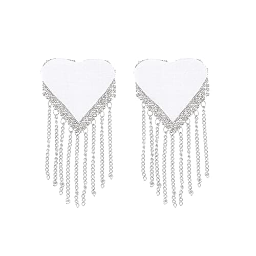 Image of ZGMYC Sparkly Rhinestones Metal Chain Nipple Cover with Tassel, Reusable Adhesive Pasties Sexy Bra Body Chain
