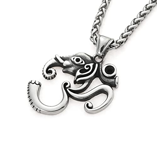 Ohm Ganesha Necklace Hindu Elephant God Of Fortune Stainless Steel Keel Chain Om Jewelry Gift Men Women2