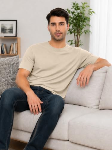 Image of KEEPSHOWING Mens Oversized Short Sleeve T-Shirts Cotton Loose Fit Tees