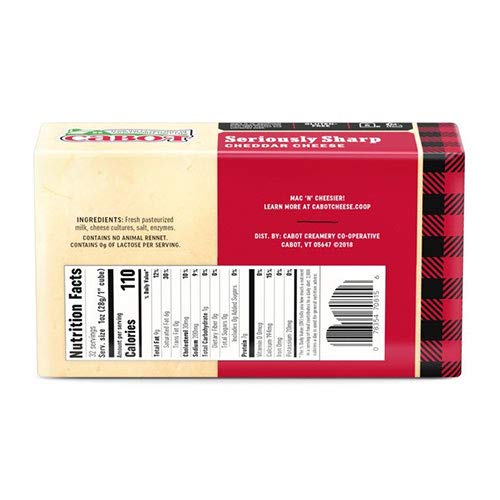Cabot, Cheddar Cheese Seriously Sharp Loactose Free, 32 Ounce