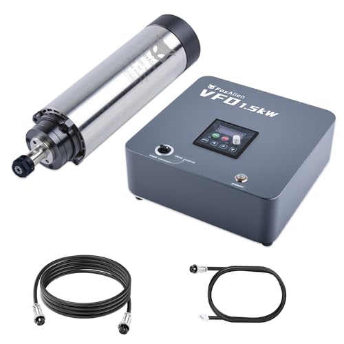 FoxAlien 1.5KW VFD Air Cooled CNC Spindle Motor Kit for CNC Router Machine, 65mm Diameter 24000 RPM Spindle for Wood Acrylic Aluminum Copper Carving Cutting