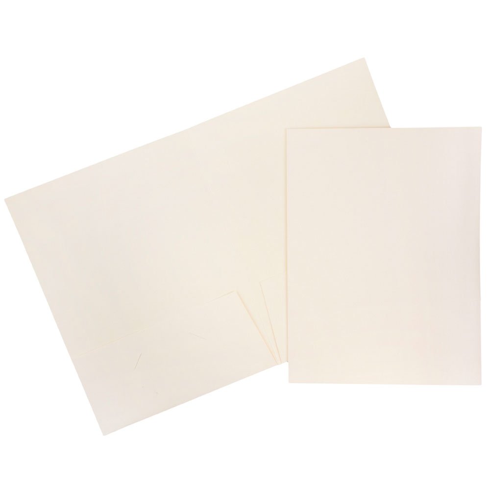 JAM PAPER Two Pocket Textured Linen Presentation Folders - Letter Size Business Folder - Ivory - Bulk 50/Box
