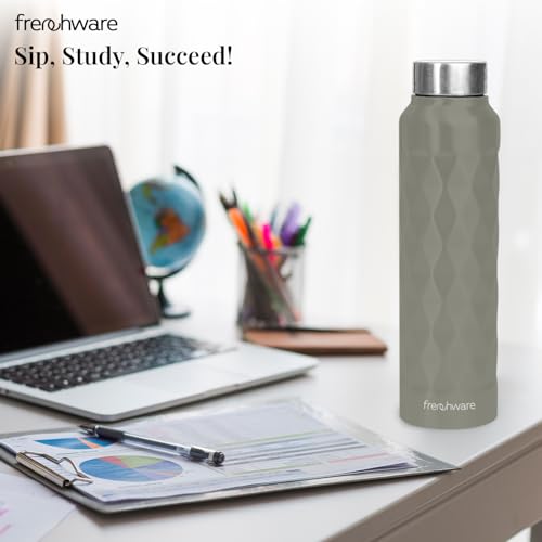 Image of Frenchware Water Bottle (1 Litre, Premium Stainless Steel, Slate Grey) Bottle for Fridge, School, Outdoor, Gym, Home and Office, Scratch-Resistant, Rust Free, Non-Toxic, Easy-to-Clean