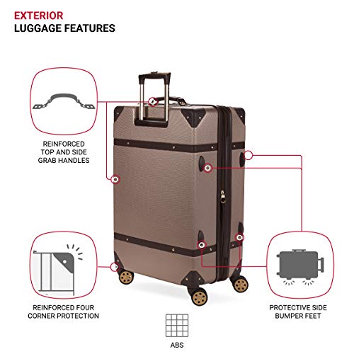 Image of SwissGear 7739 Hardside Luggage Trunk with Spinner Wheels, Blush, Checked-Large 26-Inch, 7739 Hardside Luggage Trunk With Spinner Wheels