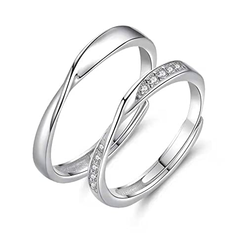 El Mejor Listado de Anillos comprados en linea. 39 Anillo Irregular De Pareja Abierta Chapado En Platino Regalo de Aniversario de Bodas de Navidad para el Día de San