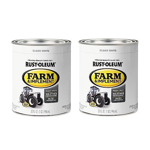 Image of Rust-Oleum 280105-2PK Farm & Implement Enamel Paint, Quart, Gloss White, (Pack of 2)