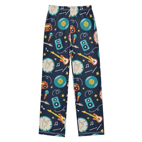 Retro Musical Rock Instruments Boys Pants for Kids Jogger Pants with Pockets S-XL