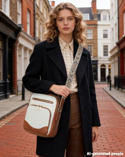 Image of Large Crossbody Bags for Women,Boho Strap Vegan Leather Purse | Built-in Wallet RFID Womens Crossbody Purse,Structured, Multi Pockets, Versatile Shoulder Bag for Travel,commuting,daily