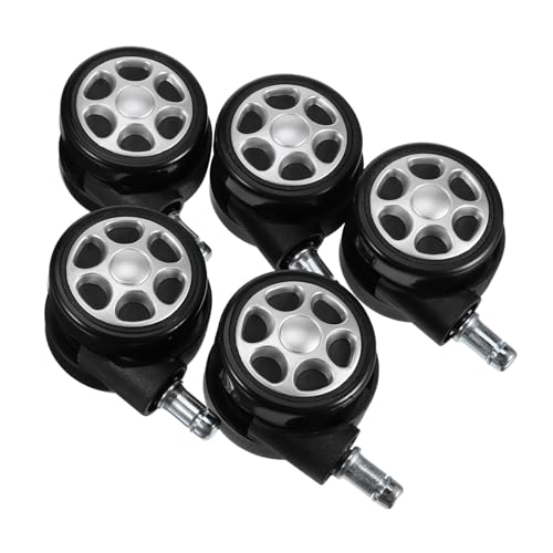 LALAFINA 5個ブレーキ付き転キャスター ホイール 軸径対応 耐久性のある重荷重オフィスチェア用交換キャスター 滑り止め素材で床保護 ゲーミ