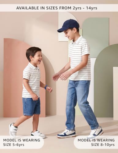 Image of Amazon Brand - Symbol Boys Soft Cotton Rich Jersey Striped Polo Shirt