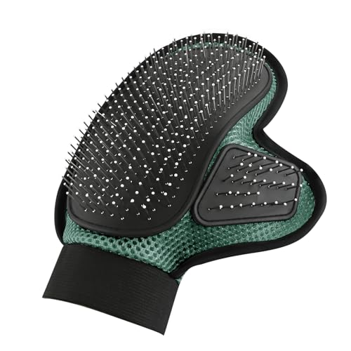 Makife Haustier Fellpflegehandschuh, Enthaarungshandschuhe für Hunde Katzen, Fellpflegehandschuh zur Fellpflege durch Handschuh für Hund, Katze und Pferde, Grün