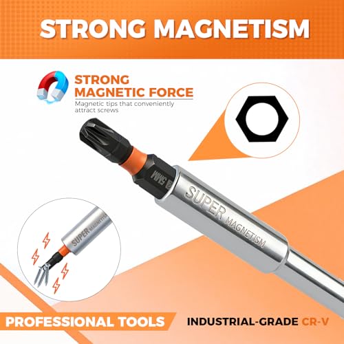 Image of HORUSDY 6-in-1 Ratcheting Screwdriver Set, Magnetic Multi-Bit Screwdriver with Built-in Premium S2 Bits & 126mm Extension Bar, Dad Mens Gifts for Christmas, All-in-One Tool for Home Repair, DIY