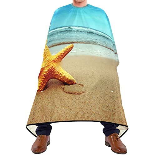 Capa De Peluquería Estrellas De Mar De Sea Beach Capa Peluquerías Impermeable Con Cierre De Botones Bata Para Barberías, Para Peinados, El Cabello, Niños, 140x168cm