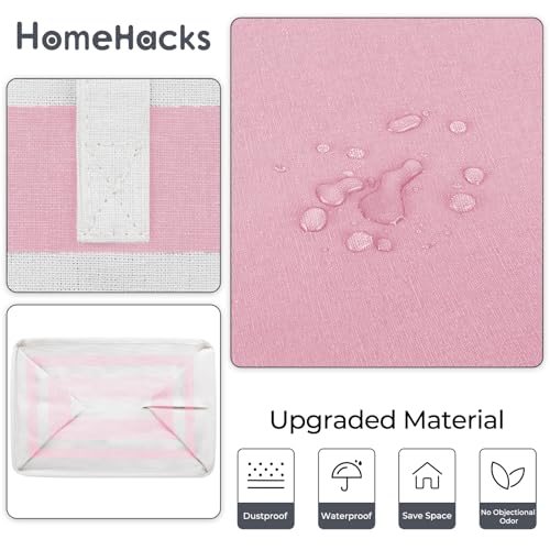 HomeHacks 2 Pack Large Laundry Baskets, Waterproof, Freestanding Laundry Hampers, Collapsible Clothes Hamper with Reinforced Handles in Laundry, College Dorm, Bathroom, Bedroom (Pink, 100Lx2)
