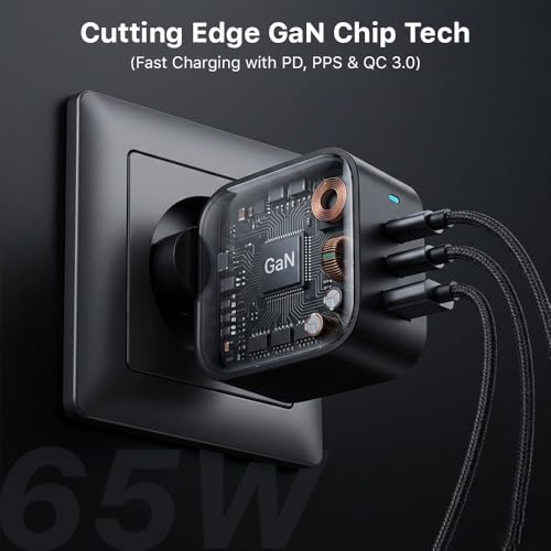 Image of KARWAN Original 65W GaN Charger Multi Port Adapter for Laptops (Dell,HP,ASUS,Samsung) MacBook, iPhone, Android Smartphones & More, 3 Port Compact Superfast Charger with GaN, QC 3.0 & PD-3.1 Technology