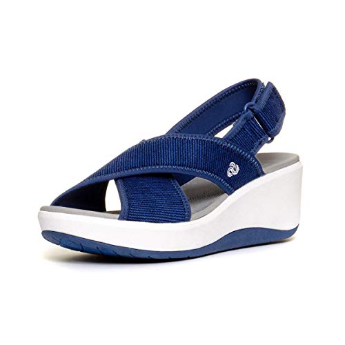 Migliori Scarpe con la Zeppa Clarks Step Cali Cove, Scarpe da Ginnastica Basse Donna, Blu (Blue-), 38 EU