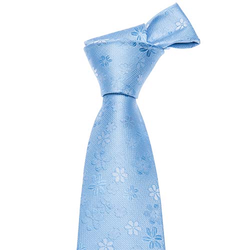 Image of Barry.Wang Floral Ties for Men Flower Necktie with Tie Clip Formal