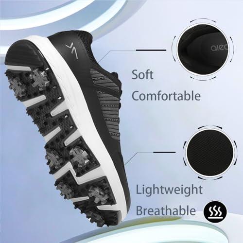 Mens Golf Shoes Spiked Non Slip Lightweight Breathable Arch Support Size 7.5-123