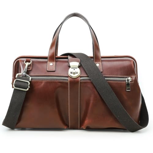 CONTACTS Full Grain Leather Doctor Bag for Men Attorney Lawyer Briefcase