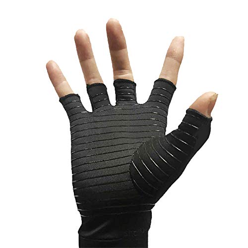 Copper Compression Arthritis Gloves - Guaranteed Highest Copper Content. Best Copper Glove for Carpal Tunnel, Computer Typing, and Everyday Support for Hands. Fit for Women and Men (1 Pair) (L)