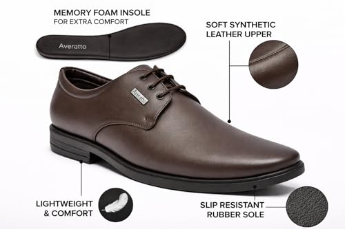 Image of Derby Shoes with Lace-Up Closure, Synthetic Upper, Airmix Sole, Black, Lightweight, Classic Formal Style for Men