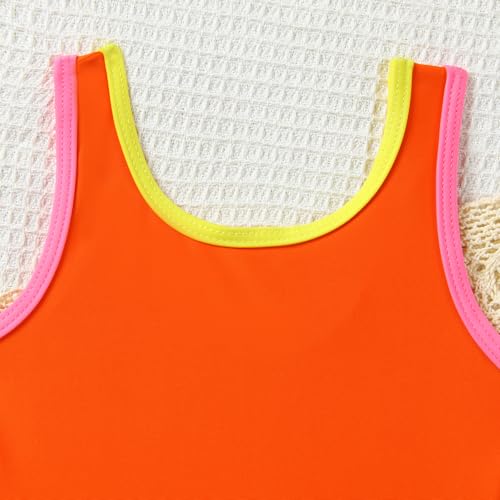 Image of Toddler Girl Swimsuit Candy Color One-Piece Swimwear Girls Color Block Bathing Suit Summer Bikini Set 1-6 Years
