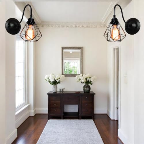 Image of GreyWings Geometric Black Metal Wall Light, Modern Industrial Decorative Sconce,(Bulb not Included) Small Pack of 1