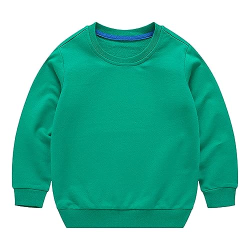 Generic Kids Solid Color Sweatshirt toddler Boys Girls Long Sleeve Crewneck Pullover Relaxed Fit Fall (Green, 6-12 Months)