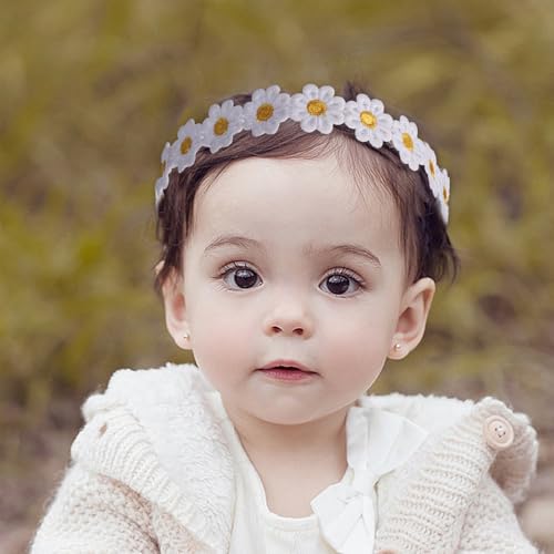 4PCS Baby Girls Daisy Flower Bows Headbands Spring Outdoor Hair Band Handmade Hair Accessories For Kids Toddlers Infants Newborn 6