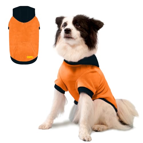 Kickred 犬服 犬用パーカー 秋冬 フリース 柔軟 耐久性 防寒コート 厚い 暖かい フーディー 袖あり フード付き シンプル ドッグウェア クール 部屋着 快適 運動 お出かけ 中型犬 大型犬適用