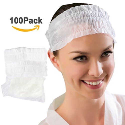 Non-woven Headbands, Amariver 100 Pcs Disposable Elastic Spa Salon Makeup Sauna Non-woven Skin Care Hair Band Headbands, Set of 100