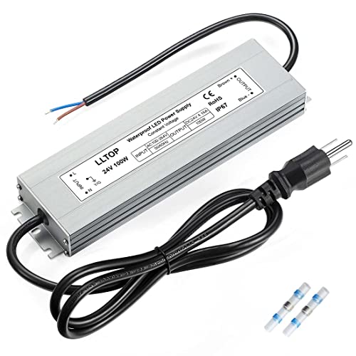 LLTOP - LLTOP LED Driver 100 Watts 100-264V AC to 24V DC 4.16A Power Supply Waterproof Low Voltage Transformer Ultra Thin Converter for Indoor Outdoor LED Lights