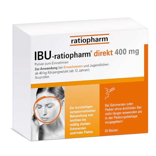 IBU-ratiopharm direkt 400 mg Pulver: Das Schmerzmittel für unterwegs zur Einnahme ohne Wasser. Wirkstoff Ibuprofen, 20 Stück
