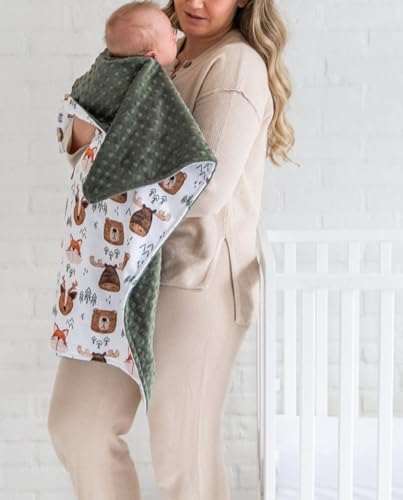 Image of Baby Blanket for Boys Girls Double Layer Soft Plush Minky Blanket with Dotted Backing, Toddler Baby Newborn Blanket Shower Gifts (Forest, 30 * 40 inch)