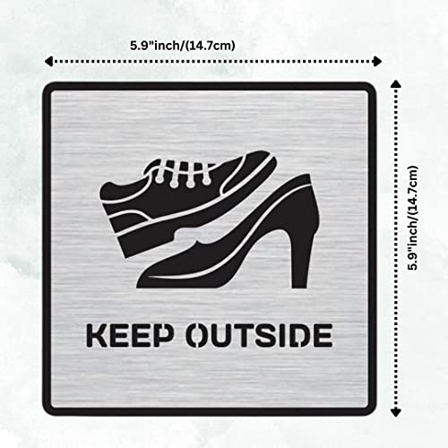 Image of CVANU 1pc Silver Acrylic KEEP OUTSIDE Self-Adhesive Sign Board for Office /Hospital /Cafe Sign Board c74