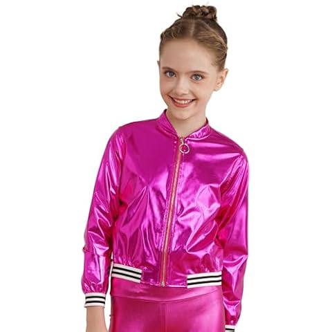 CHICTRY Shiny Metallic Baseball Jacket for Teens Cover
