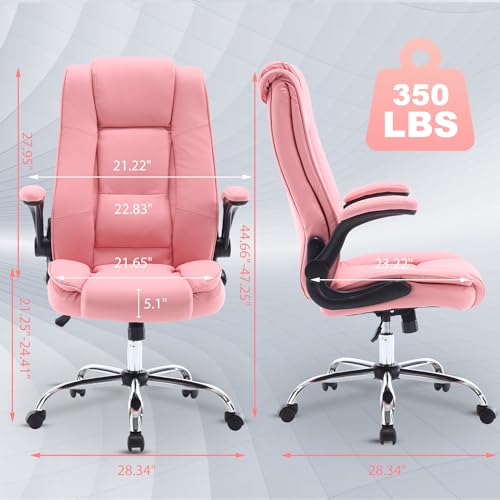 Ergonomic Pink Women's Office Chair with Lumbar Support and Wheels