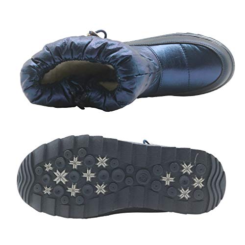 Ahannie Girls Snow Boots Little Kids Winter Waterproof Anti-Slip Outdoor Warm Faux Fur Lined Boots4