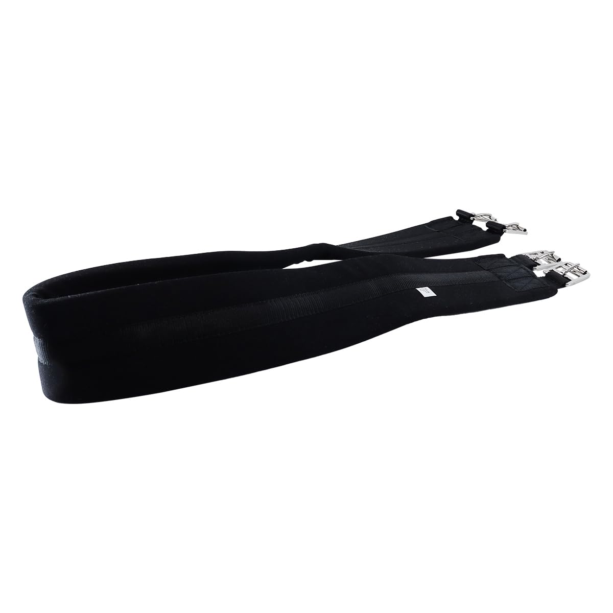 Cincha artificial para caballos - Cincha versátil con pelo sintético - Extremos elásticos - Correa larga de neopreno con pelo sintético (Negro, 130 cm)