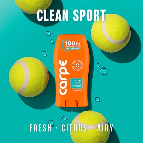 Image of Carpe Underarm Deodorant Antiperspirant - Extra Strength Men's Antiperspirant with 100 Hour Sweat Control - Deodorant for Men - Helps Eliminate Odor - Clean Sport Scent - 2 Pack