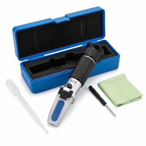 QWORK Imker Refraktometer mit automatischer Temperaturkompensation Brix 0-32% Handrefraktometer für Obstssaft Bier Marmelade