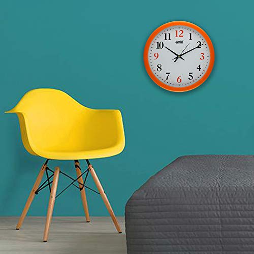 Image of Ajanta Plastic Fancy Round Step Movement Wall Clock (Orange, 26 cm x 26 cm)