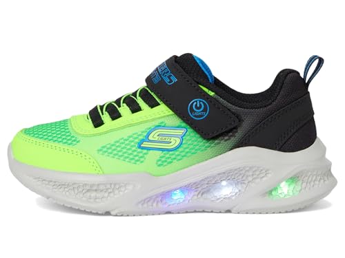 Skechers Bambino Meteor-Lights - Krendox Sneaker In Nero/Blu/Lime, Taglia 35 - 5