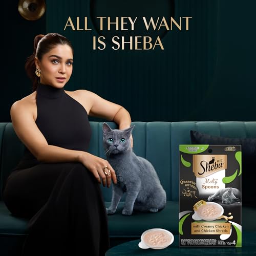 Image of Sheba Melty Spoons Lickable Creamy Cat Treats, Creamy Chicken & Chicken Shreds, 40g, Smooth Texture, Innovative Spoon Format for Ultimate Indulgence, Creamy Treats for Bonding
